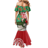 Personalised New Zealand Tuatara Christmas Family Matching Mermaid Dress and Hawaiian Shirt Meri Kirihimete Aotearoa Maori Mix Pohutukawa