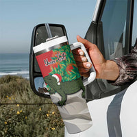 Personalised New Zealand Tuatara Christmas Tumbler With Handle Meri Kirihimete Aotearoa Maori Mix Pohutukawa