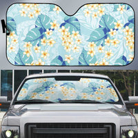 Pastel Cyan Tropical Hawaii Auto Sun Shade Seamless Monstera Plumeria Hawaiian Pattern LT14 Pastel Cyan - Polynesian Pride