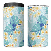 Pastel Cyan Tropical Hawaii 4 in 1 Can Cooler Tumbler Seamless Monstera Plumeria Hawaiian Pattern LT14 One Size: 16 oz Pastel Cyan - Polynesian Pride