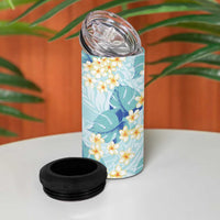 Pastel Cyan Tropical Hawaii 4 in 1 Can Cooler Tumbler Seamless Monstera Plumeria Hawaiian Pattern LT14 - Polynesian Pride