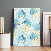 Pastel Cyan Tropical Hawaii Canvas Wall Art Seamless Monstera Plumeria Hawaiian Pattern - Polynesian Pride