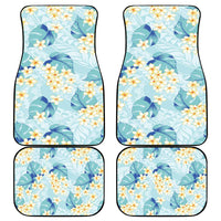 Pastel Cyan Tropical Hawaii Car Mats Seamless Monstera Plumeria Hawaiian Pattern - Polynesian Pride