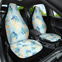 Pastel Cyan Tropical Hawaii Car Seat Cover Seamless Monstera Plumeria Hawaiian Pattern - Polynesian Pride