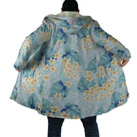 Pastel Cyan Tropical Hawaii Cloak Seamless Monstera Plumeria Hawaiian Pattern LT14 - Polynesian Pride