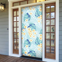 Pastel Cyan Tropical Hawaii Door Cover Seamless Monstera Plumeria Hawaiian Pattern LT14 - Polynesian Pride