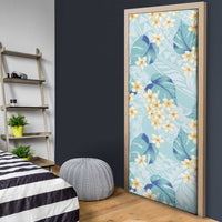 Pastel Cyan Tropical Hawaii Door Cover Seamless Monstera Plumeria Hawaiian Pattern LT14 - Polynesian Pride