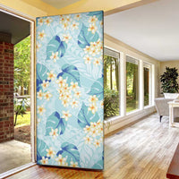 Pastel Cyan Tropical Hawaii Door Cover Seamless Monstera Plumeria Hawaiian Pattern LT14 - Polynesian Pride