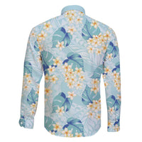 Pastel Cyan Tropical Hawaii Family Matching Mermaid Dress and Hawaiian Shirt Seamless Monstera Plumeria Hawaiian Pattern - Polynesian Pride