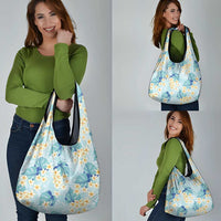 Pastel Cyan Tropical Hawaii Grocery Bag Seamless Monstera Plumeria Hawaiian Pattern LT14 - Polynesian Pride
