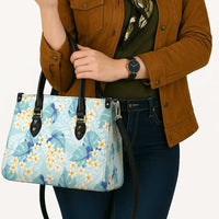Pastel Cyan Tropical Hawaii Leather Bag Seamless Monstera Plumeria Hawaiian Pattern LT14 - Polynesian Pride