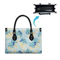 Pastel Cyan Tropical Hawaii Leather Bag Seamless Monstera Plumeria Hawaiian Pattern LT14 - Polynesian Pride