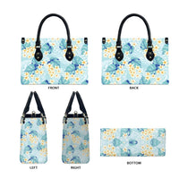 Pastel Cyan Tropical Hawaii Leather Bag Seamless Monstera Plumeria Hawaiian Pattern LT14 - Polynesian Pride
