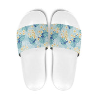 Pastel Cyan Tropical Hawaii Slide Sandals Seamless Monstera Plumeria Hawaiian Pattern LT14 Pastel Cyan - Polynesian Pride