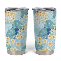Pastel Cyan Tropical Hawaii Tumbler Cup Seamless Monstera Plumeria Hawaiian Pattern LT14 Pastel Cyan - Polynesian Pride