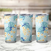 Pastel Cyan Tropical Hawaii Tumbler Cup Seamless Monstera Plumeria Hawaiian Pattern LT14 - Polynesian Pride