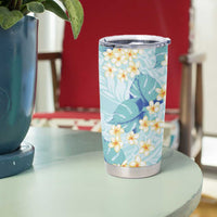Pastel Cyan Tropical Hawaii Tumbler Cup Seamless Monstera Plumeria Hawaiian Pattern LT14 - Polynesian Pride