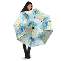 Pastel Cyan Tropical Hawaii Umbrella Seamless Monstera Plumeria Hawaiian Pattern LT14 - Polynesian Pride