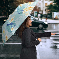Pastel Cyan Tropical Hawaii Umbrella Seamless Monstera Plumeria Hawaiian Pattern LT14 - Polynesian Pride