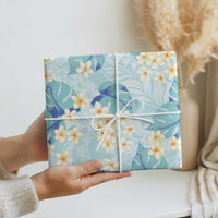 Pastel Cyan Tropical Hawaii Wrapping Paper Seamless Monstera Plumeria Hawaiian Pattern - Polynesian Pride
