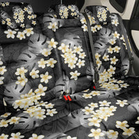 Black Tropical Hawaii Back Car Seat Cover Seamless Monstera Plumeria Hawaiian Pattern - Polynesian Pride