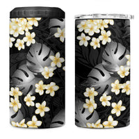 Black Tropical Hawaii 4 in 1 Can Cooler Tumbler Seamless Monstera Plumeria Hawaiian Pattern LT14 One Size: 16 oz Black - Polynesian Pride