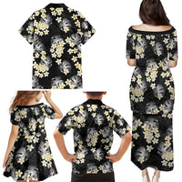 Black Tropical Hawaii Family Matching Puletasi and Hawaiian Shirt Seamless Monstera Plumeria Hawaiian Pattern - Polynesian Pride