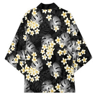 Black Tropical Hawaii Kimono Seamless Monstera Plumeria Hawaiian Pattern - Polynesian Pride