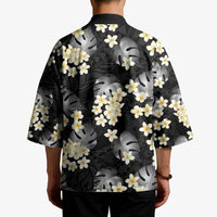Black Tropical Hawaii Kimono Seamless Monstera Plumeria Hawaiian Pattern - Polynesian Pride