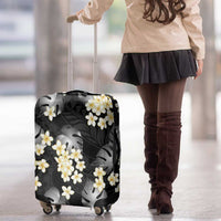 Black Tropical Hawaii Luggage Cover Seamless Monstera Plumeria Hawaiian Pattern - Polynesian Pride