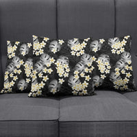 Black Tropical Hawaii Pillow Cover Seamless Monstera Plumeria Hawaiian Pattern LT14 - Polynesian Pride