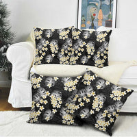 Black Tropical Hawaii Pillow Cover Seamless Monstera Plumeria Hawaiian Pattern LT14 - Polynesian Pride