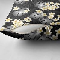 Black Tropical Hawaii Pillow Cover Seamless Monstera Plumeria Hawaiian Pattern LT14 - Polynesian Pride