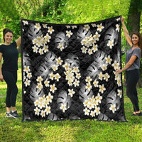 Black Tropical Hawaii Quilt Seamless Monstera Plumeria Hawaiian Pattern - Polynesian Pride