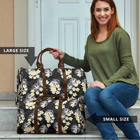 Black Tropical Hawaii Travel Bag Seamless Monstera Plumeria Hawaiian Pattern - Polynesian Pride