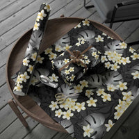 Black Tropical Hawaii Wrapping Paper Seamless Monstera Plumeria Hawaiian Pattern - Polynesian Pride