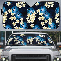 Blue Tropical Hawaii Auto Sun Shade Seamless Monstera Plumeria Hawaiian Pattern LT14 Blue - Polynesian Pride