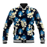 Blue Tropical Hawaii Baseball Jacket Seamless Monstera Plumeria Hawaiian Pattern LT14 Unisex Blue - Polynesian Pride