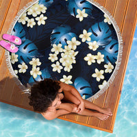 Blue Tropical Hawaii Beach Blanket Seamless Monstera Plumeria Hawaiian Pattern - Polynesian Pride