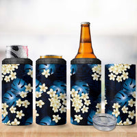 Blue Tropical Hawaii 4 in 1 Can Cooler Tumbler Seamless Monstera Plumeria Hawaiian Pattern LT14 - Polynesian Pride