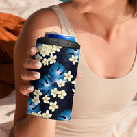 Blue Tropical Hawaii 4 in 1 Can Cooler Tumbler Seamless Monstera Plumeria Hawaiian Pattern LT14 - Polynesian Pride