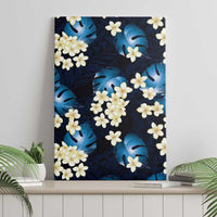 Blue Tropical Hawaii Canvas Wall Art Seamless Monstera Plumeria Hawaiian Pattern - Polynesian Pride