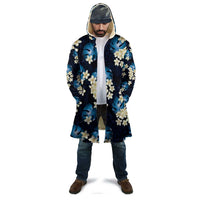 Blue Tropical Hawaii Cloak Seamless Monstera Plumeria Hawaiian Pattern LT14 - Polynesian Pride
