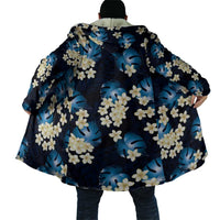 Blue Tropical Hawaii Cloak Seamless Monstera Plumeria Hawaiian Pattern LT14 - Polynesian Pride