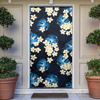 Blue Tropical Hawaii Door Cover Seamless Monstera Plumeria Hawaiian Pattern LT14 Blue - Polynesian Pride