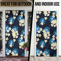 Blue Tropical Hawaii Door Cover Seamless Monstera Plumeria Hawaiian Pattern LT14 - Polynesian Pride