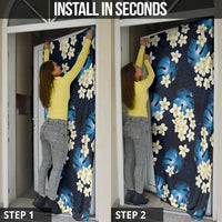 Blue Tropical Hawaii Door Cover Seamless Monstera Plumeria Hawaiian Pattern LT14 - Polynesian Pride