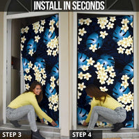 Blue Tropical Hawaii Door Cover Seamless Monstera Plumeria Hawaiian Pattern LT14 - Polynesian Pride