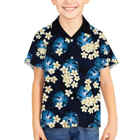 Blue Tropical Hawaii Family Matching Puletasi and Hawaiian Shirt Seamless Monstera Plumeria Hawaiian Pattern - Polynesian Pride