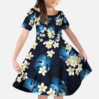 Blue Tropical Hawaii Family Matching Tank Maxi Dress and Hawaiian Shirt Seamless Monstera Plumeria Hawaiian Pattern - Polynesian Pride